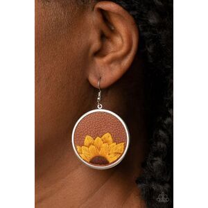 Sun-Kissed Sunflowers Brown Earrings (46)